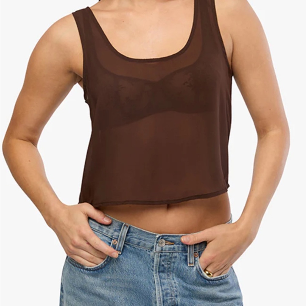 NWT WeWoreWhat Brown Sheer Tank Top